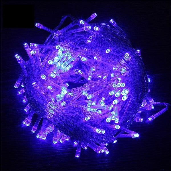 Instalatie LED tip franjuri 12m, de exterior, albastra