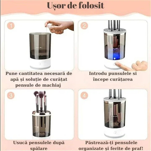 Dispozitiv electric pentru curatarea pensulelor de machiaj, incarcare USB, Alb