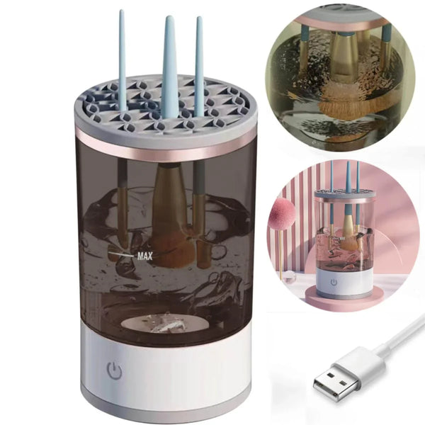 Dispozitiv electric pentru curatarea pensulelor de machiaj, incarcare USB, Alb