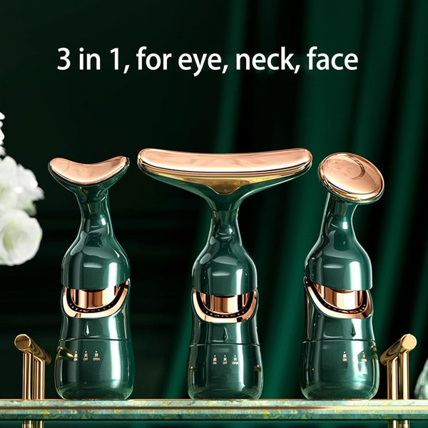 1+1 CADOU Dispozitiv Masaj Facial Multifunctional, 3 Capete Inter-Schimbabile