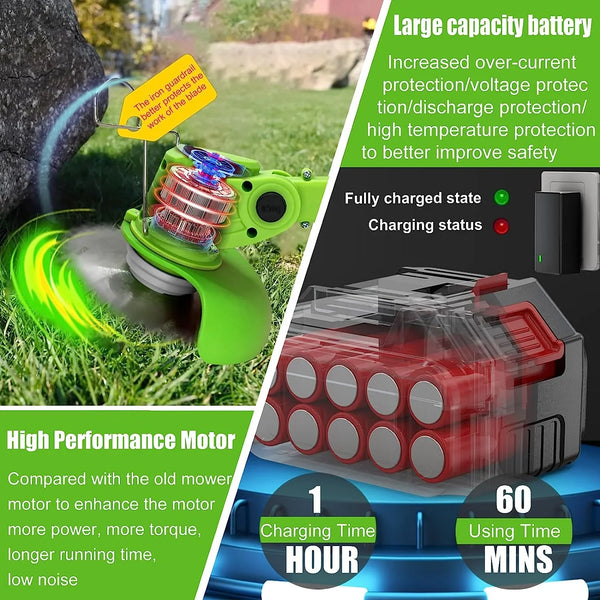 Motocoasa electrica cu 2 acumulator, 24V, Autonomie 4 ore 4000 MAH