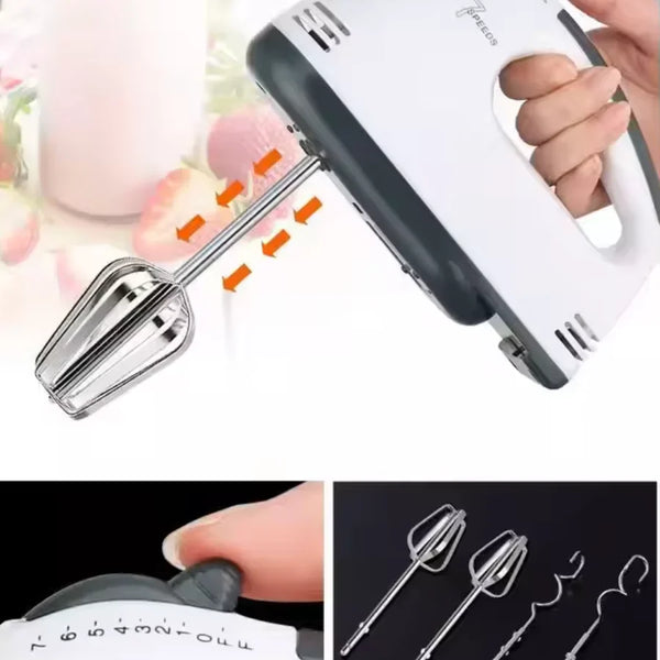 Mixer cu bol inox, putere 200 W, 2L, 7 trepte de Viteze + Set 3 tavi de prajituri, cu baza detasabila si forme diferite