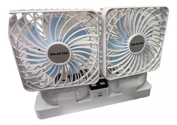 Ventilator Portabil de Masă Dublu Solar Alb USB