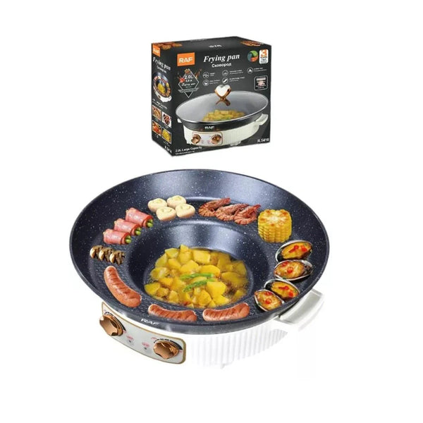Tigaie electrică 2 în 1, RAF R5416, 1600W, 2L, cu capac și suprafață de prăjire/fierbere
