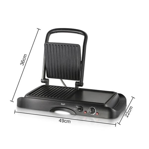 Grill Electric 2 în 1, RAF R2695, 1600W, Grill și Dublu Grill, Material Antiaderent, 49x22x36 cm