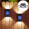 PACHET Lampa solara, de exterior cu 3 capete, LED, incarcare solara + Set 2 x lampa solara cu 6 leduri si senzor