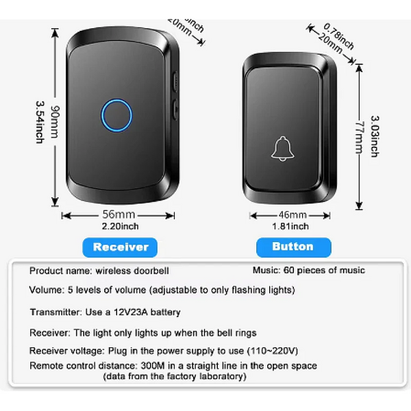 Sonerie pentru casa, wireless, cu 60 de melodii si 5 nivele de volum