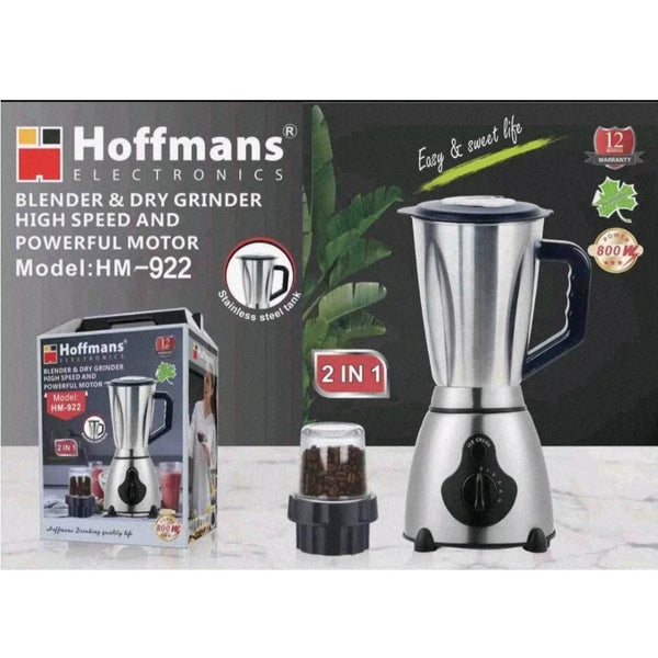 Blender 2 in 1, Hoffmans HM-922, 800W, cu rasnita cafea, 5 viteze, 1.5l, vas din inox, argintiu