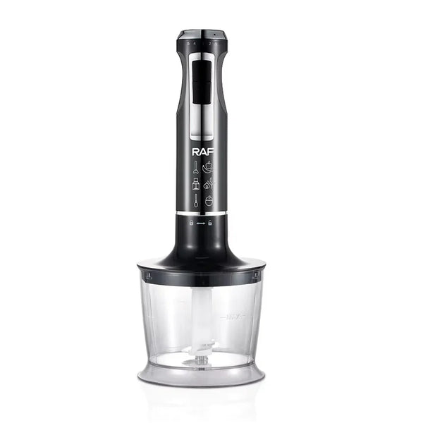 Blender RAF R3010, 4 in 1, 1600W, cu recipient de 500ml, de 600 ml si tel, lame din otel, 41 cm, negru-argintiu