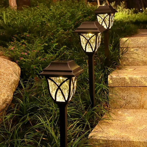 Set 6 x lampa solara felinar LED 43 cm patrate, pentru terasa, alee sau gradina