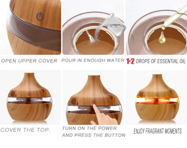 Pachet 2 x Difuzor Aromaterapie – Umidificator + 12 Esente CADOU