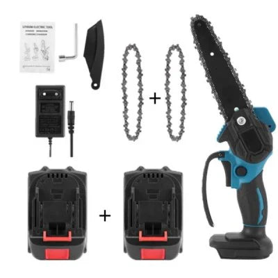 Pachet promotional unelte: Trusa Bormasina cu 2 Acumulatori 36V 5Ah, Autofiletanta cu Percutie cu 30 de accesorii + Mini drujba cu lant, fara fir, lama 6 inch, portabil , cu 2 acumulatori + 2 lanturi