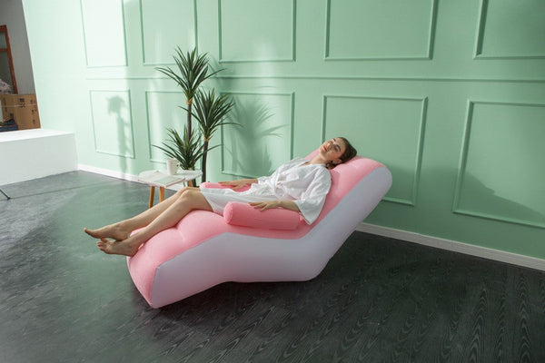 Fotoliu gonflabil roz cu cotiere