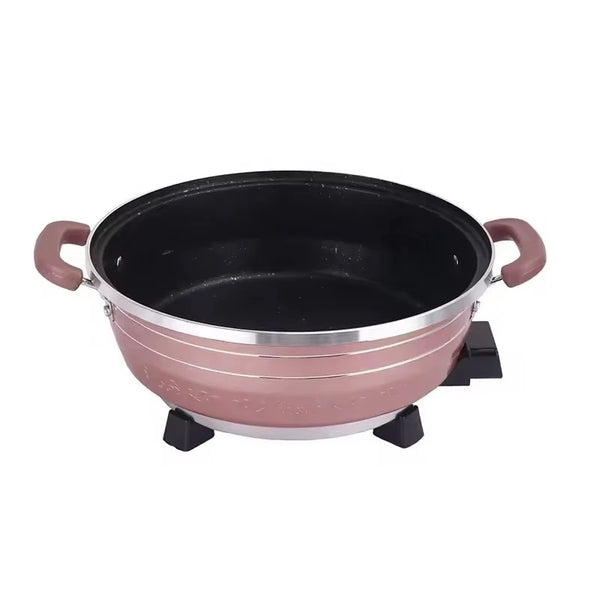 Oala electrica multifunctionala, Hoffmans HM-3031, 1500W, 32cm, sub presiune, material antiaderent, 5 trepte, roz-argintiu