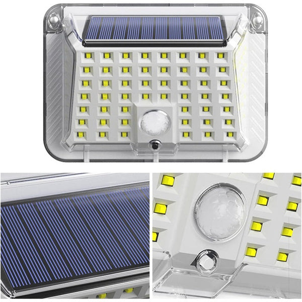 Set 3 x Lampa solara de perete cu senzor de miscare, impermeabila IP65, 90 LED-uri, alba