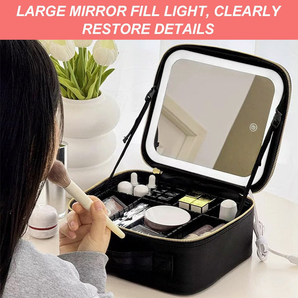 Portfard impermeabil, compartiment ajustabil, cu LED, negru