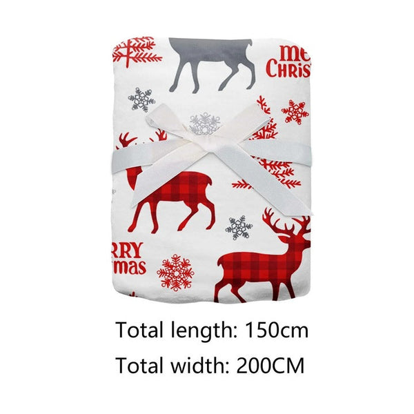 Set 2 x Patura flanel Christmas, 150x200cm, model fulgi de zapada, multicolor