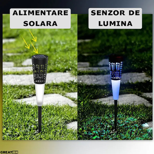 Set 6 x Lampa Solara Decorativ Pentru Curte Si Gradina, De Exterior, Cu Tarus