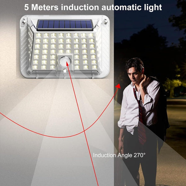 Set 3 x Lampa solara de perete cu senzor de miscare, impermeabila IP65, 90 LED-uri, alba