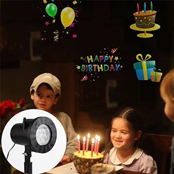 Proiector de lumini pentru sarbatori, impermeabil IP65, cu diapozitive festive rotative, cu telecomanda