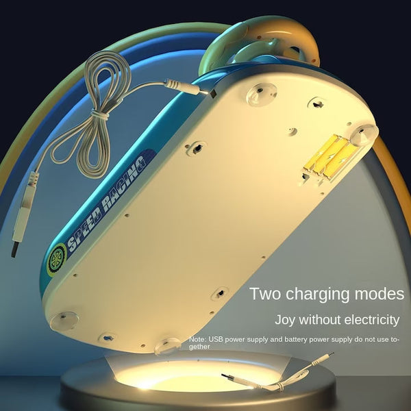 Jucarie interactiva pentru copii, masina de curse, tema nava spatiala, volan desktop, albastru