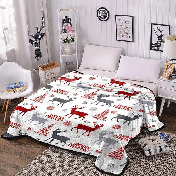 Set 2 x Patura flanel Christmas, 150x200cm, model fulgi de zapada, multicolor