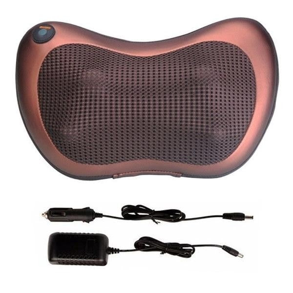 Pernă electrică pentru masaj cu încălzire, 4 role de masaj, adaptor auto inclus