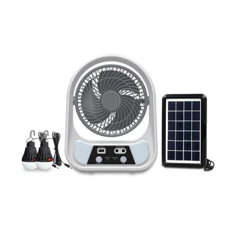 Ventilator solar cu 2 becuri si lanterna
