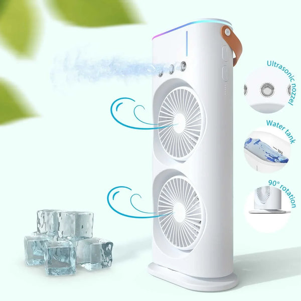 Ventilator portabil de birou cu umidificare prin pulverizare