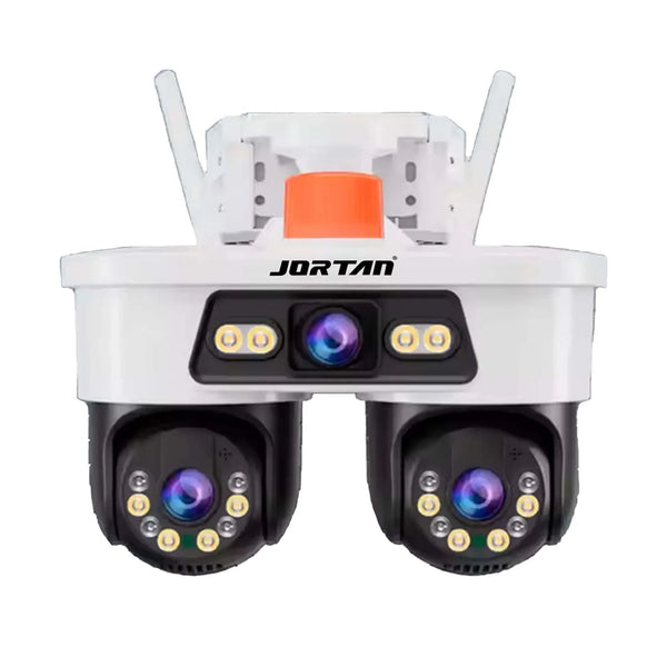 Camera de Supraveghere JORTAN, WiFi, Tripla, 9MP, PTZ 355°, 3 Lentile, IP66, Audio Bidierctional + Card 32GB