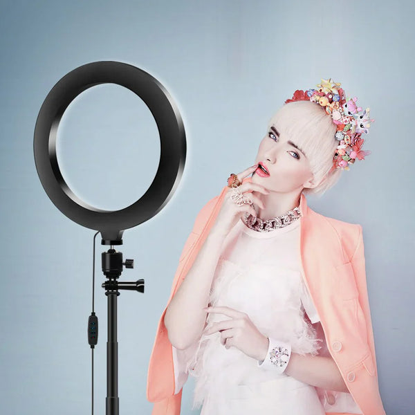 1+1 CADOU Lampa circulara LED cu trepied si suport de telefon