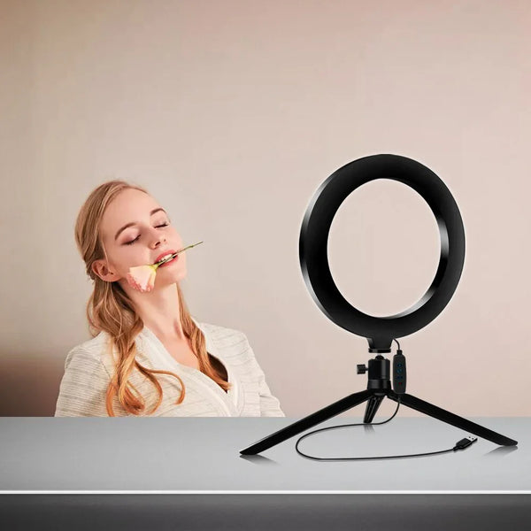 1+1 CADOU Lampa circulara LED cu trepied si suport de telefon