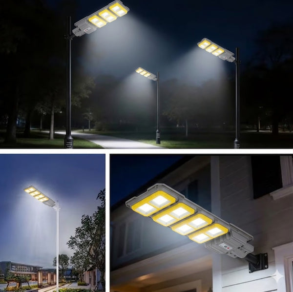 Lampa solara stradala 3000W, cu 6 COB LED, IP 66 + Suport lampa CADOU
