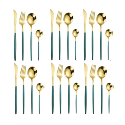 Set de 24 tacamuri, elegant si rafinat, cu un finisaj luxos, verde cu auriu