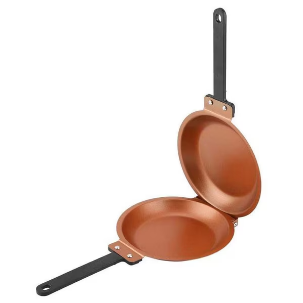 Tigaie dubla pentru clatite, antiaderenta, manere reci, crem, 35x20x5 cm