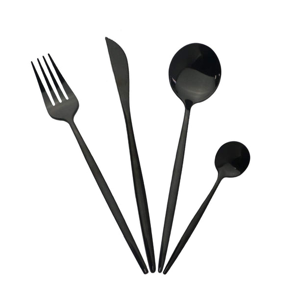 Set de 16 tacamuri, elegant si rafinat, cu un finisaj luxos, negru