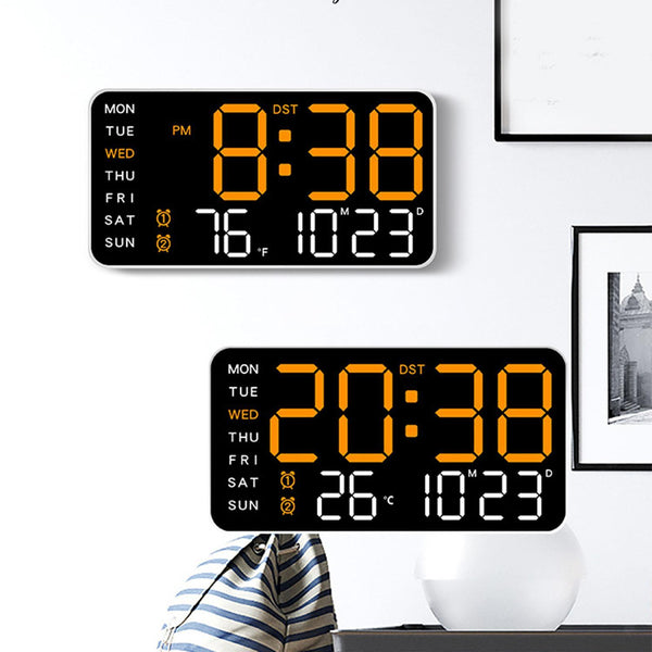 Ceas digital de perete, versatil, LED, cu alarma, calendar si termometru