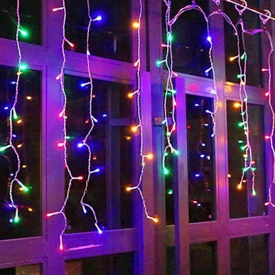 Instalatie LED tip franjuri 12m, de exterior, multicolora