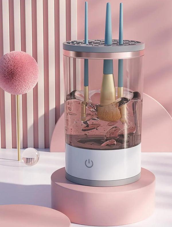 Dispozitiv electric pentru curatarea pensulelor de machiaj, incarcare USB, Alb