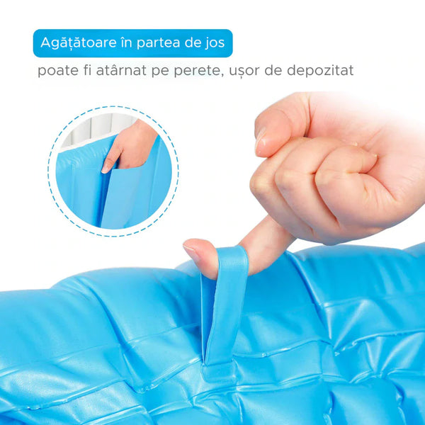 Cadita gonflabila pentru bebelusi si copii, Simply joy, portabila, pliabila, albastra