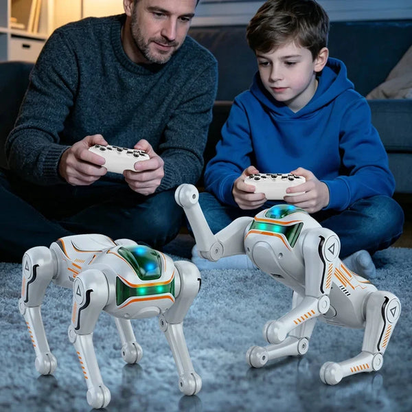 Câine Robot Interactiv cu Telecomandă 2.4G, Control prin Gesturi, Programare, Dans, Muzică și Lumini LED