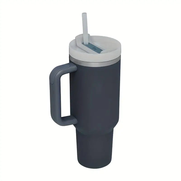 Mini blender portabil (450 ml, 12 lame, fără BPA) + termos auto din oțel inoxidabil 1200 ml