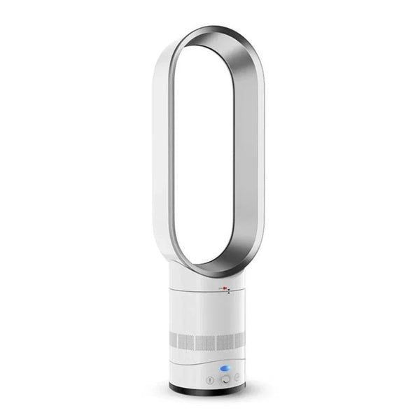 Ventilator fără pale, alb-argintiu, tip coloană, 16 inch, telecomandă inteligentă cu oscilație și temporizator