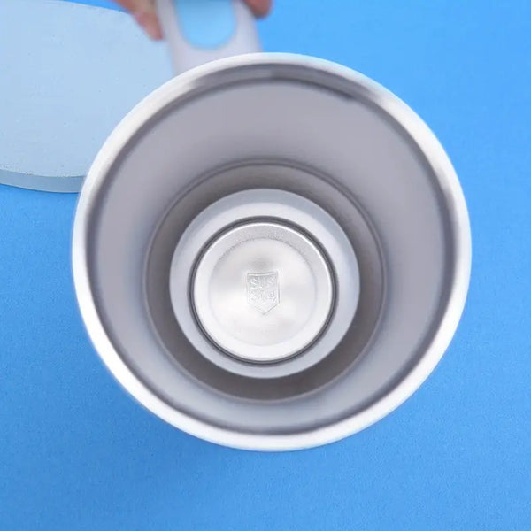 Termos pentru masina, 1200 ml, cu maner si pai, din otel inoxidabil 304