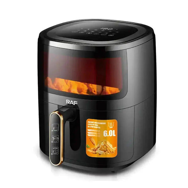Air Fryer RAF R5330W - Friteuză cu Aer Cald, Fără Ulei, Display Digital, Capacitate 6L, 1500W, Negru