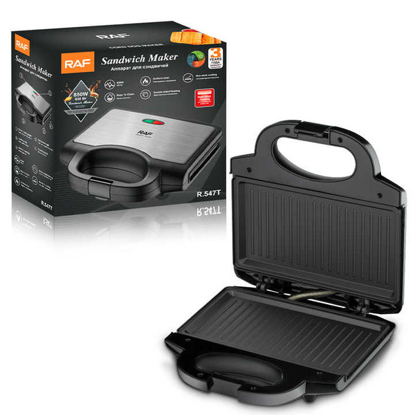 Sandwich Maker Grill Electric RAF R.547T, 850W, Suprafață Antiaderentă