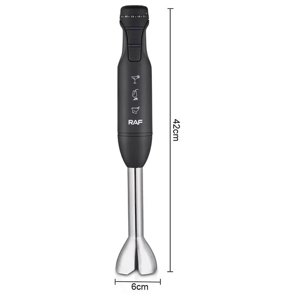 Blender Vertical de Mână, RAF R780, 1500W, 12000 RPM, 4 Lame din Oțel Inoxidabil, 42x6 cm