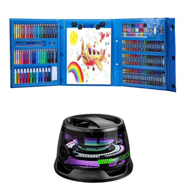 Set Complet de Pictura si Desen cu 208 Piese + Boxa portabila Bluetooth G200, 5W, prindere MagSafe