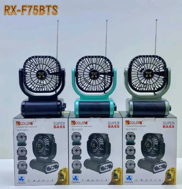 Ventilator Puternic Portabil Cu Incarcare Solara Si Radio FM