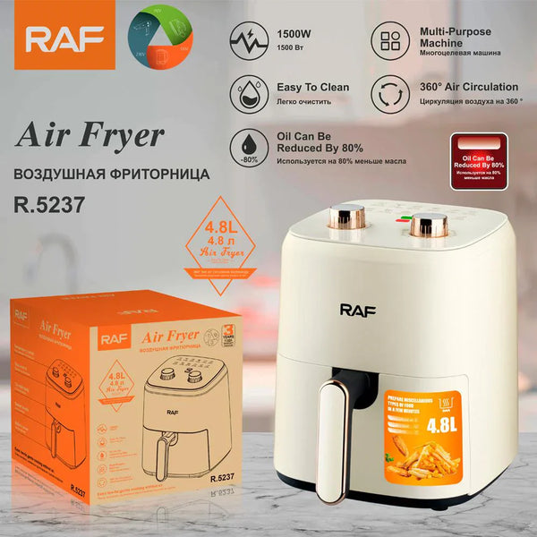 Friteuza Air Fryer RAF R5237 cu aer cald, fără ulei – Capacitate 3L, 12 Programe, 1300W